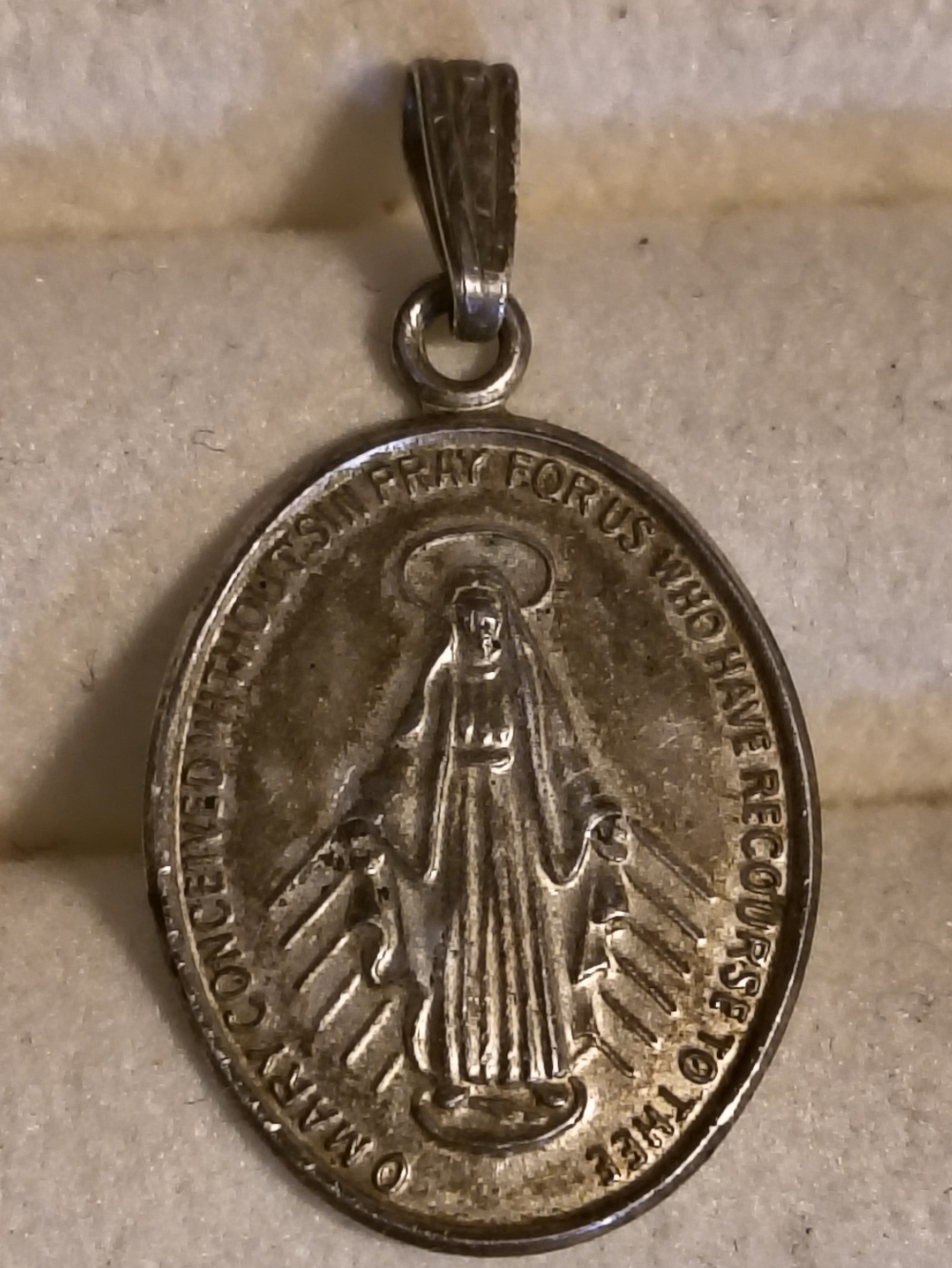 Sterling Silver Miraculous Medal Pendant in Sterling Silver Silver